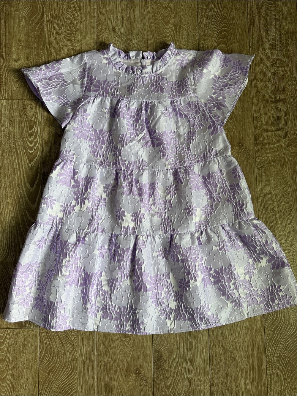Kids' Lavender Floral Tiered Formal Dress